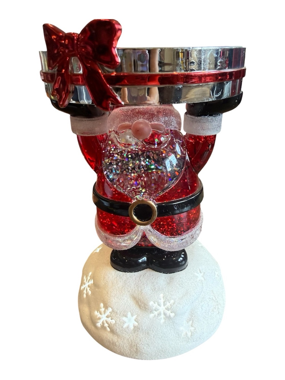 Festive Red Santa Glitter Candle Holder by